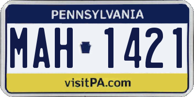 PA license plate MAH1421