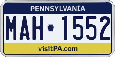 PA license plate MAH1552