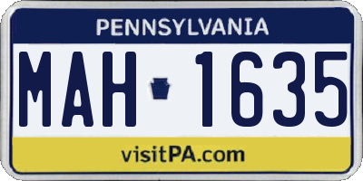 PA license plate MAH1635