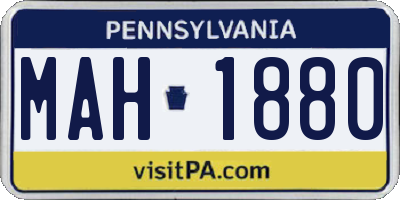 PA license plate MAH1880
