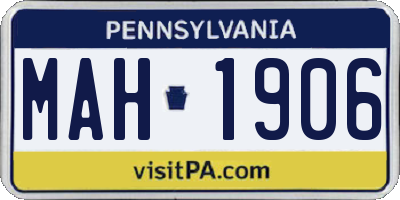 PA license plate MAH1906