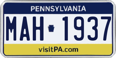 PA license plate MAH1937