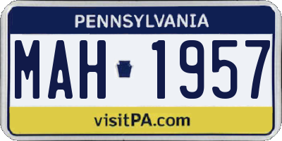PA license plate MAH1957