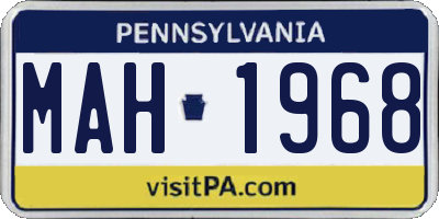 PA license plate MAH1968