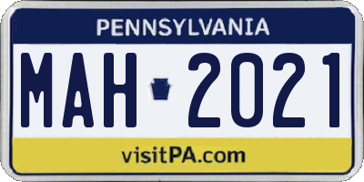 PA license plate MAH2021