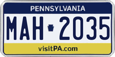 PA license plate MAH2035