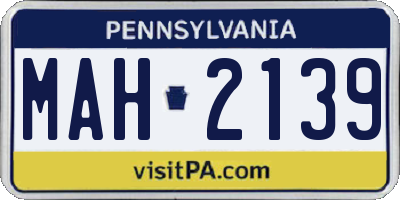 PA license plate MAH2139