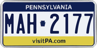 PA license plate MAH2177