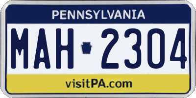 PA license plate MAH2304