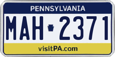 PA license plate MAH2371