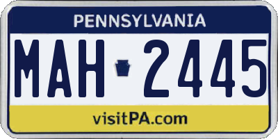 PA license plate MAH2445