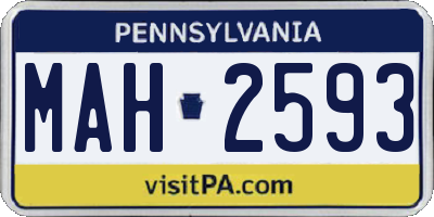 PA license plate MAH2593