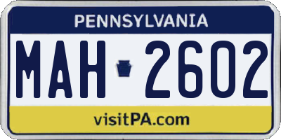 PA license plate MAH2602