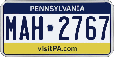 PA license plate MAH2767