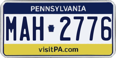 PA license plate MAH2776