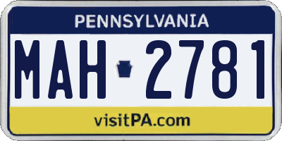 PA license plate MAH2781