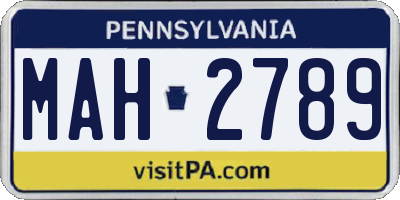 PA license plate MAH2789