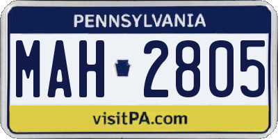 PA license plate MAH2805