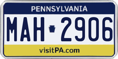 PA license plate MAH2906