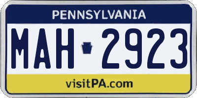 PA license plate MAH2923
