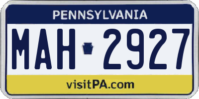 PA license plate MAH2927