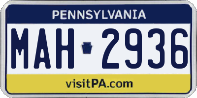 PA license plate MAH2936