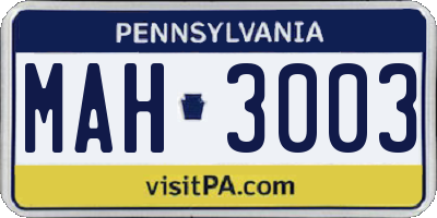 PA license plate MAH3003