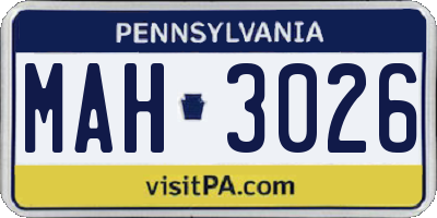 PA license plate MAH3026