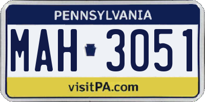 PA license plate MAH3051