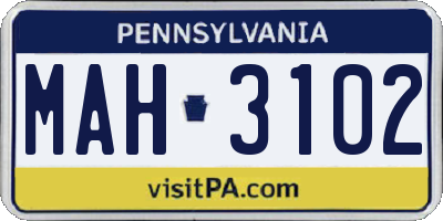 PA license plate MAH3102