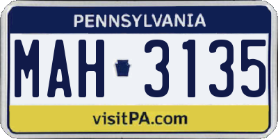 PA license plate MAH3135