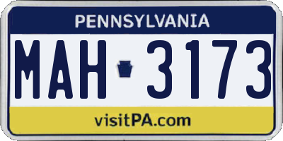PA license plate MAH3173