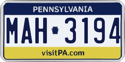 PA license plate MAH3194