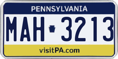 PA license plate MAH3213