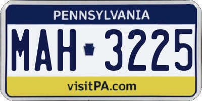 PA license plate MAH3225