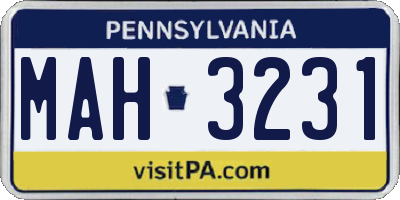 PA license plate MAH3231