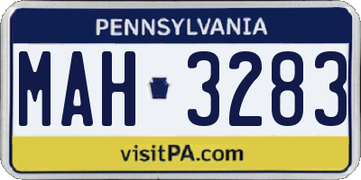 PA license plate MAH3283