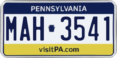 PA license plate MAH3541