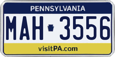PA license plate MAH3556