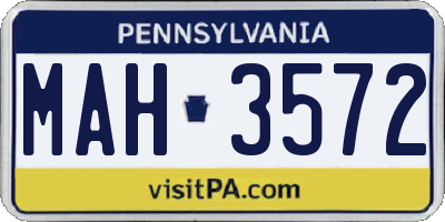 PA license plate MAH3572