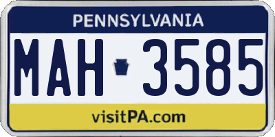 PA license plate MAH3585