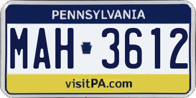 PA license plate MAH3612