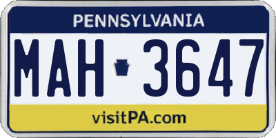 PA license plate MAH3647