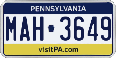 PA license plate MAH3649