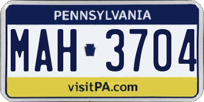 PA license plate MAH3704