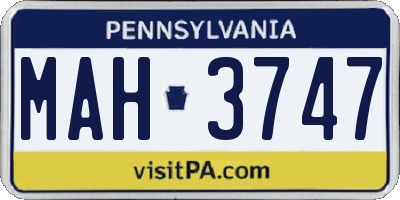 PA license plate MAH3747