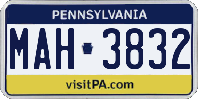 PA license plate MAH3832