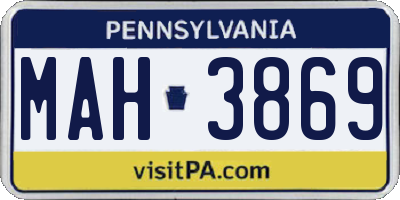 PA license plate MAH3869