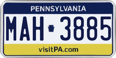 PA license plate MAH3885