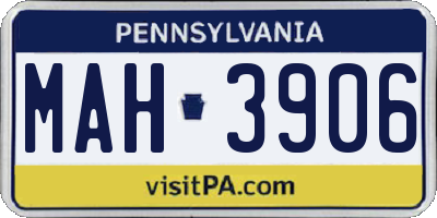 PA license plate MAH3906